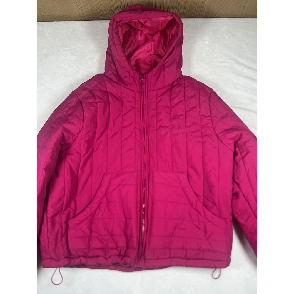 A New Day Puffer Jacket‎ Womens Large Pink Hooded Quilted Short Insulated Warm